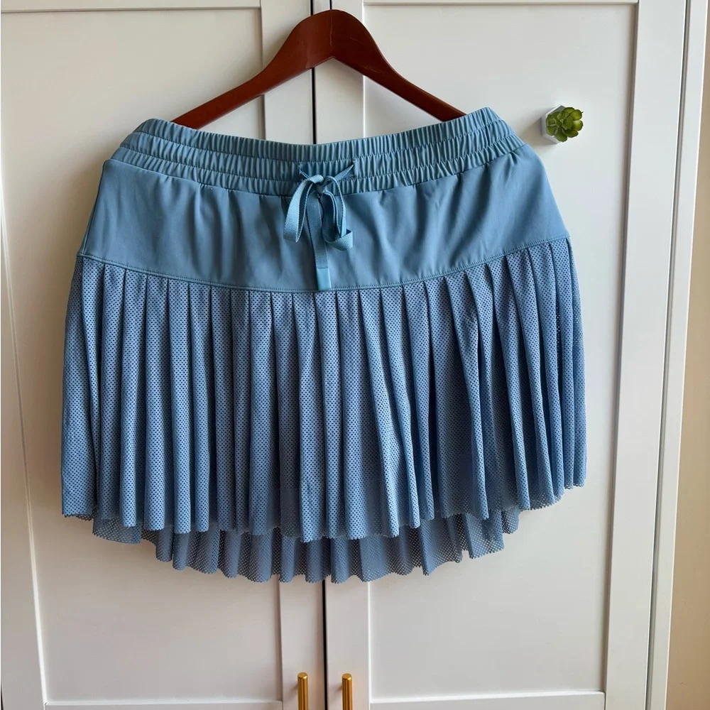 JoyLab Light Blue Pleated Tennis Skirt with Pockets and Drawstring Waist